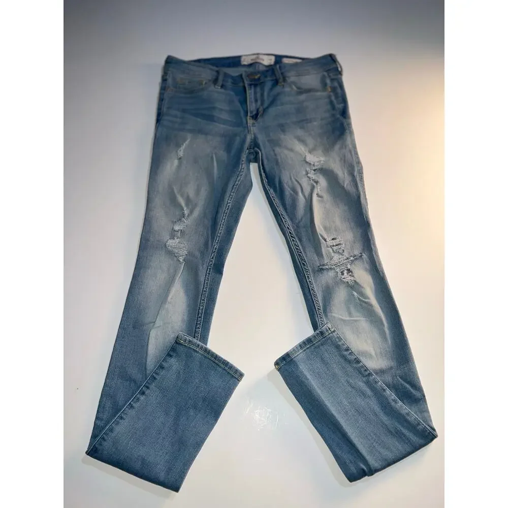 Hollister women’s distressed low rise super skinny blue jeans - Picture 11 of 12